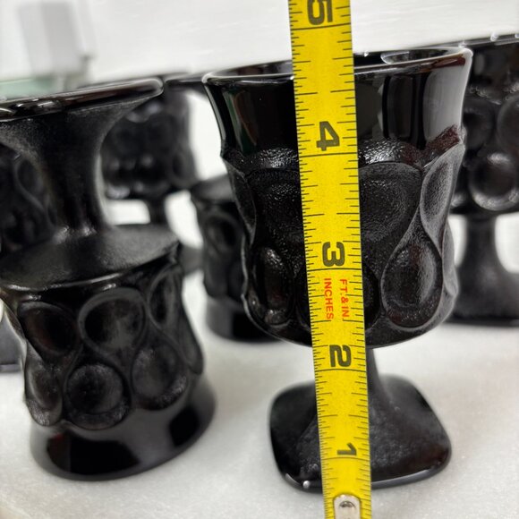1970’s Noritake Spotlight Vintage Ebony Black Glass Goblets Set of Six (6) RARE - Picture 10 of 11